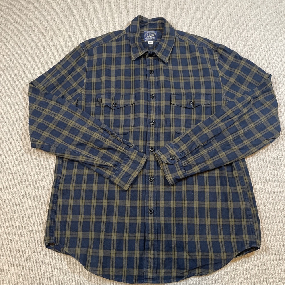 J.Crew New York Sportsman's Outfitter Mens Large Plaid Button Down Shirt Navy